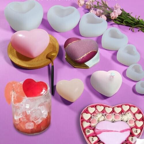 Resin Crystal Epoxy Mold 3D Love Heart Cake Chocolate Silicone Mould DIY Crafts Aromatherapy Candle Soap Making Tool