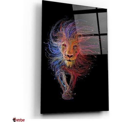 Glass Wall Vertical Colored Table Lion King Painting Decoration Healthy Reliable Quality Tempered Glass Living Room Bedroom Home Office Gift Ideas Souvenirs New Fashion Trend Art Design Luxury Modern