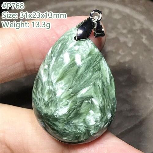 Top Natural Green Seraphinite Pendant For Women Lady Man Healing Crystal Gift Heart Beads Stone Silver Gemstone Jewelry AAAAA