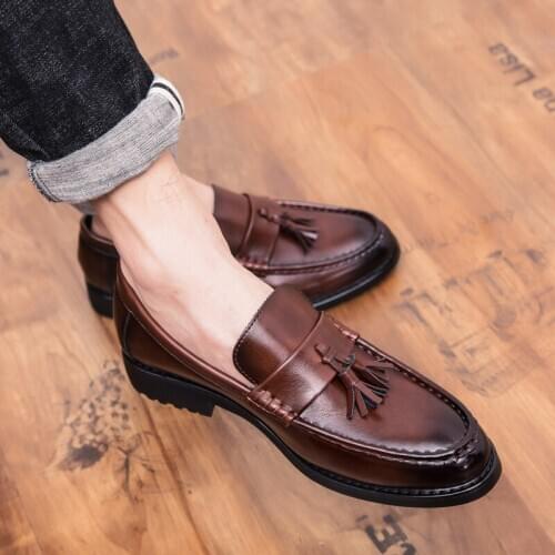Outdoor Fashion Men Leather loafers Shoes Slip On Shoes For Men Italian Leather Men Loafers Brand Men wedding flats Shoes