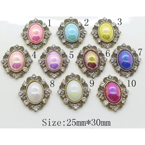 Upscale Fashion 5pc Retro color rhinestone button Bright pearl button Wedding Decoraation clothing metal button DIY Accessories