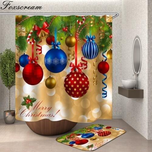 Merry Christimas Shower curtain fabric 3d bathroom shower curtains bath curtain waterproof with hooks shower curtain Or Mat