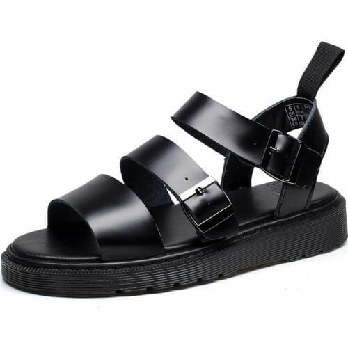 Women Summer Sandals Split Leather Ladies Shoes Buckle Black Casual Platform Shoes Women Gladiator Sandals 707w