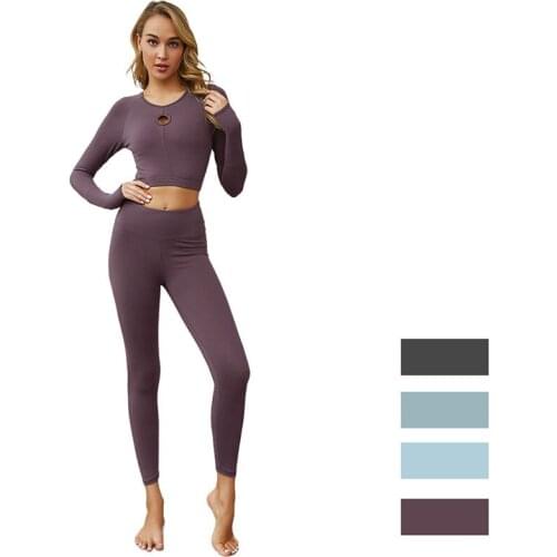 Womens Yoga Suit Fitness Sexy Sportswear Workout Suit 2 Pieces Seamless Leggings Coat Set