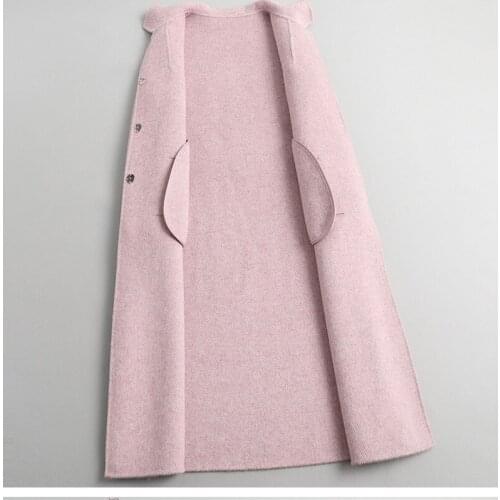 Natural Winter Wool Jacket Women Clothes Both Sided Woolen Coats Female Spring Autumn Slim Long Blend Overcoat Da2044