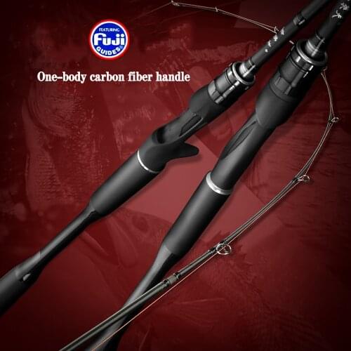 1.98M 2.1M 2.4M One-Body Carbon Fiber Handle Spinning Casting Fishing Rod with Fuji Guides Lure Weight 7-28g Fishing Pole