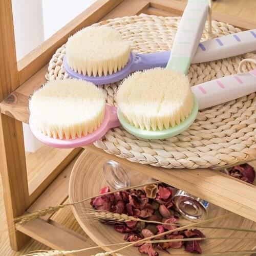 1 Pcs Nylon Bristles Body Brush Bathroom Shower Bath Tools Household Hangable Short Handle Bath Brush Soft Hair Scrubbing Brush