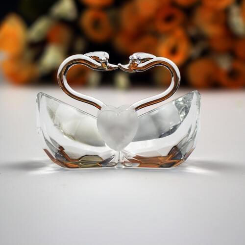 12pcs/lot Romantic Wedding Favors Gift Crystal Kissing Swan Figurines Bridal Shower Favor Wedding Party Return Gifts