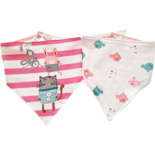 2Pcs Newborn Baby Bibs Cotton Cute Cartoon Pattern Bib Bandana Bibs Saliva Towel Infant Burp Cloths Lunch Feeding Accessories