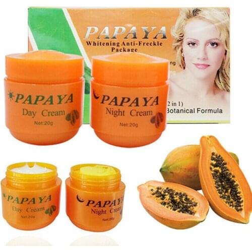 2 Pcs Set Papaya Day Cream And Night Cream Improves Vitamin Cs Dark Skin Whitening Moisturizer Anti-freckle Refreshing