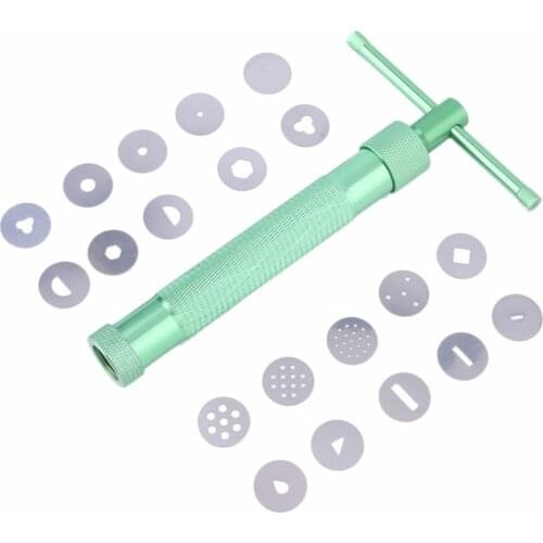 20 Discs Fimo Clay Extruder Craft Stainless Steel Pastry Gun Fimo Clay Extruder Fondant Cake Slime Putty Tool Bakeware Gun