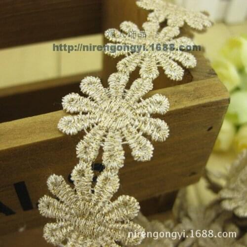 26mm Mesh nylon yarn lace pink gold color lacework Diy Handmade Patchwork Apparel Sewing Fabric nylon yarn Lace 1M/Lot