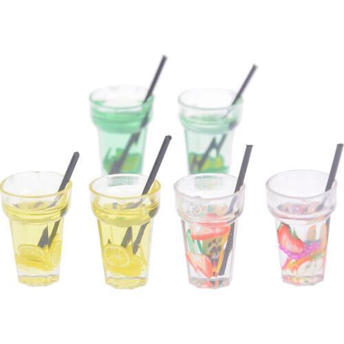 2pcs Mini Resin Fruit Bottle Simulation Drinks Model Toys Fruit Drink Play 1/12 Miniature Food Dollhouse Dolls Accessories