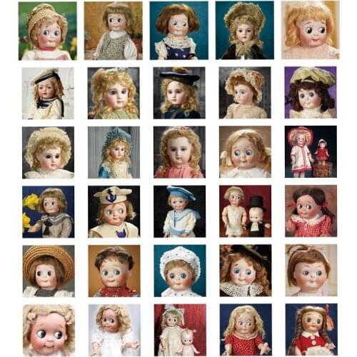 45Piece Hand account sticker Retro Scrapbook DIY Diary decoration Cartoon Dolls ball boxed square 4CM