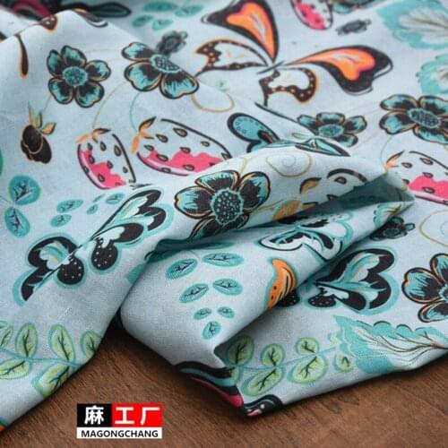 50cm * 135cm / piece, Light And Thin Floral Ramie Cloth,Clothing,Skirt,Shirt,Tablecloth,Curtain Fabric, DIY Handmade Materials