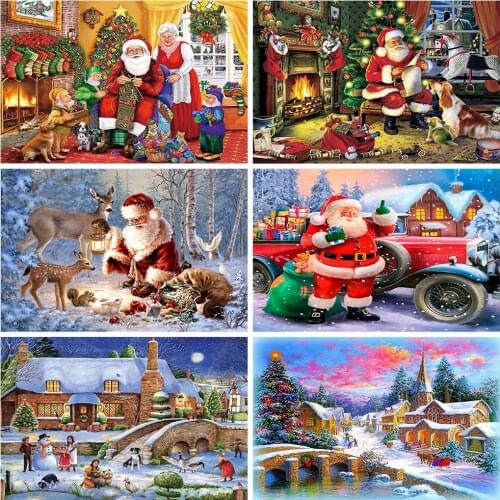 5D Diy Diamond Painting Santa Claus Diamond Mosaic Christmas Diamond Embroidery Christmas Winter Cross Stitch Home Decor Mural