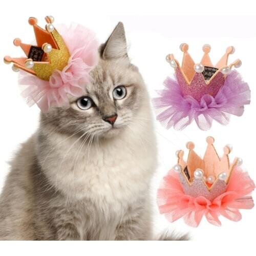 Pet Dog Cat Hair Accessories Sweet Princess Crown Cat Hat Cap Birthday Party Cosplay Pet Cap for Small Dogs Cats Katten Puppy