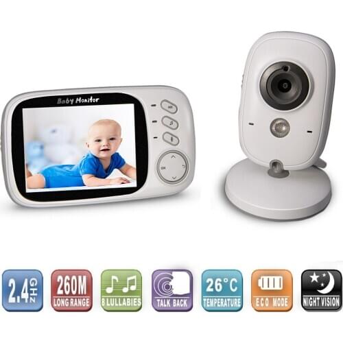 Wireless Video 3.2 inch Color Baby Monitor High Resolution Baby Nanny Security Camera Night Vision Temperature Monitoring