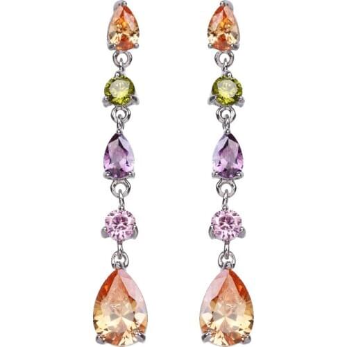 Bettyue Brand Fashion Luxury AAA Multicolor Water Drop Cubic Zircon White Gold Color Jewelry Earrings For Woman Wedding Gift