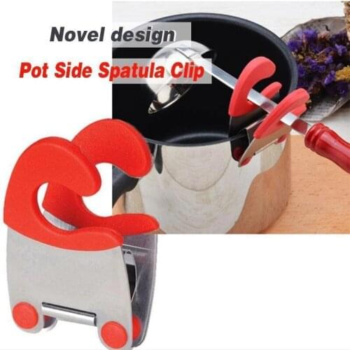 Pot Side Spatula Clip HOT Functional Stainless Steel Anti-scalding Portable Spatula Spoon Holder Kitchen Gadgets Accessories