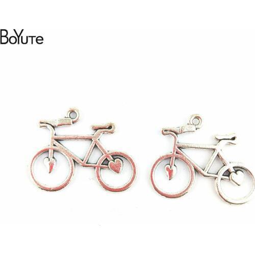 BoYuTe (100 Pieces/Lot) 22*31MM New Fashion Vintage Antique Bronze Silver Alloy Cycle Charms Pendants Diy Jewelry Findings