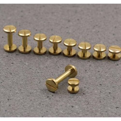 8mm Width Side Solid Brass I Shape Bracelet Punk Rivet Stud Screw Back For Leather Craft Wallet Belt Bag Shoe Accessories