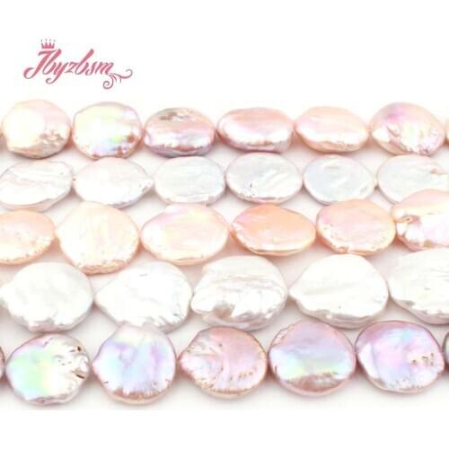20-25mm Coin Freshwater Pearl Beads Natural Stone Beads For Jewelry Making DIY Necklace Bracelets Loose Spacer 15" Free Shipping