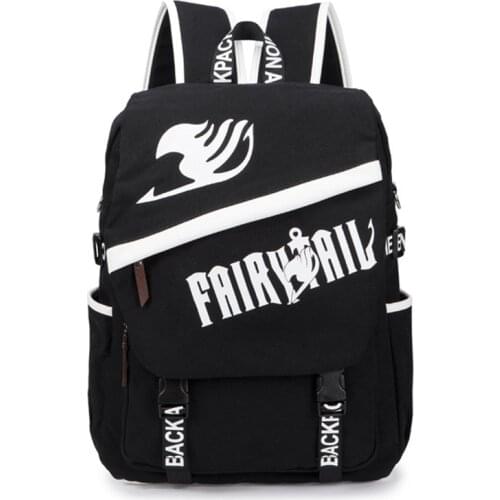Black Anime Cartoon FAIRY TAIL Backpack Student Satchel Schoolbag Travel Shoulder Book Bags Purse Unisex Laptop Back Pack New