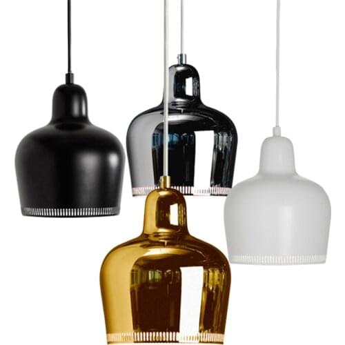 Denmark Pendant Lights Bedroom Kitchen Artek Finnish Alvar Aalto Admiralty Bell Metal Luster Dining Room Pendant Light Fixtures