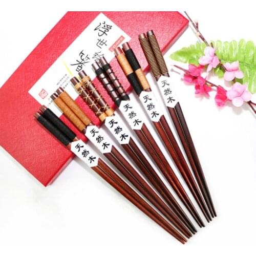 6pair/Set Handmade Wooden Japanese Chopsticks Natural Chestnut Wood Sushi Chopsticks Chinese Food Tablewear Kitchen Accessories