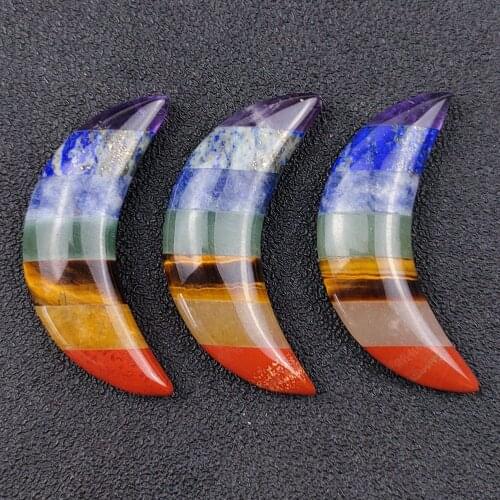 Energy Volcanic Stone Chakela Seven Chakras Moon Handpiece Natural Stone Seven Color Stone Healing Meditation Energy Stone