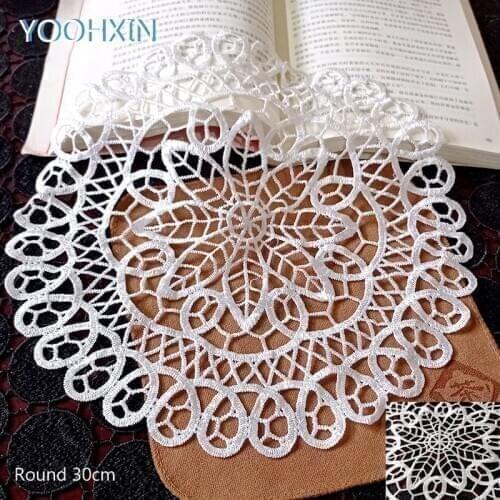 Europe Lace Embroidery table place mat Christmas pad Napkin dish placemat cup wedding tableware coaster doily kitchen