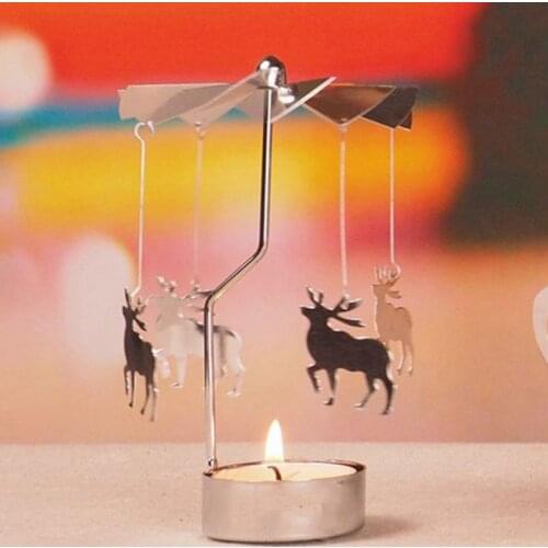 Rotary Spinning Tealight Candle Metal Tea Light Holder Carousel Home Decor Gifts