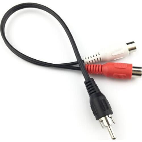 RCA Male to 2RCA Female Video Line Audio Extension Cable for Loud Speaker Box Black Red White Connector 0.2m Long