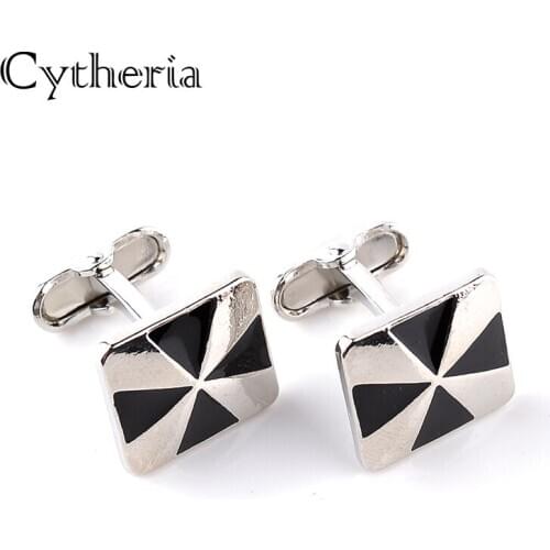 Square triangle Cufflinks For Mens French Shirt Cuff Links Office Party Club black Enamel Mens Cufflinks Jewelry Buttons gemelos