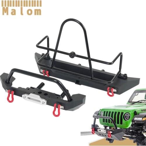 Metal Front Rear Bumper with Stinger Spare Tire Carrier Tow Hook for 1/10 RC Crawler Traxxas Axial SCX10 90046 SCX10 III Redcat