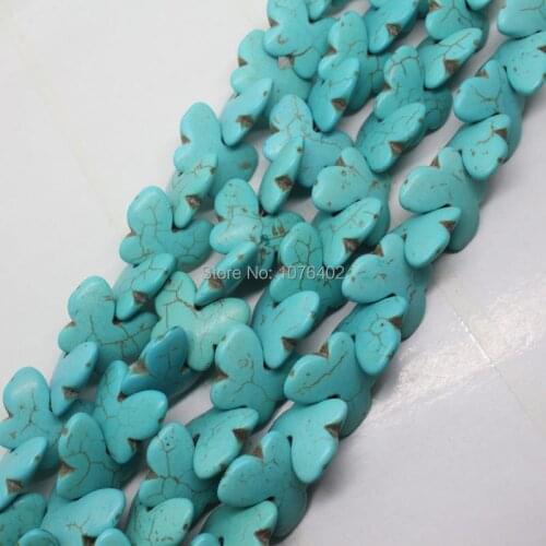 Mini. order is $7! 20x9mm Blue Turquoises Butterfly Spacer Loose Beads 15pcs
