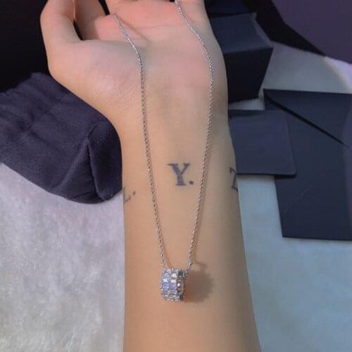 UMGODLY Fashion Copper Necklace New Silver Color Square Stone Round Pendant Adjustable Women Brand Jewelry Gift