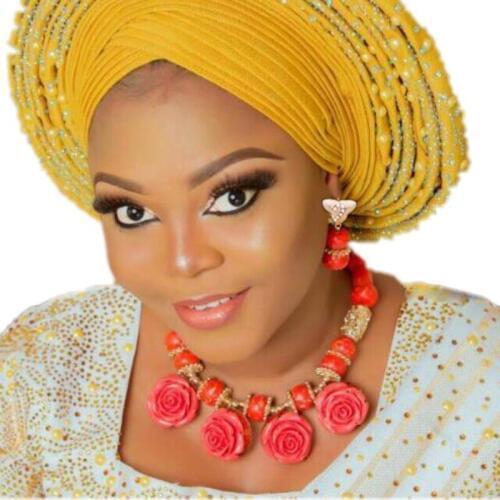 Nature Coral Beads Jewelry Set Orange Or Red Women Coral Flowers Necklace Earrings Bracelet Set Choker African Wedding Beads