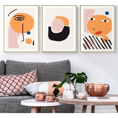 Abstract Face Nordic Simple Poster and Print Wall Art Canvas Painting Geometric Pictures for Living Room Modern Home Decoration