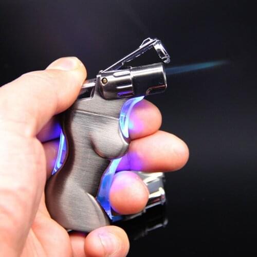 Unusual Butane Lighter Windproof Jet Lighters Cigar Torch Turbo Metal Creative Gas Lighter Airbrush Cigarette Accessories Gift
