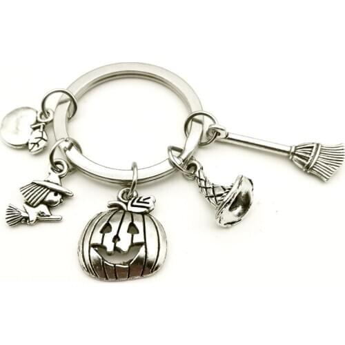 New Pumpkin Head Witch Witch Keyring Handmade Halloween Party Gift Keychain Handbag Car Jewelry Supplies