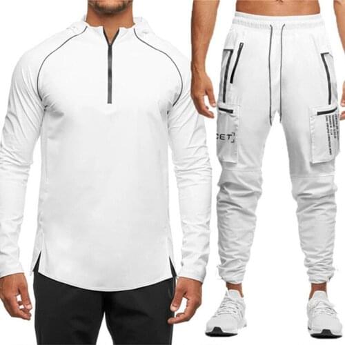 Reflect light Sportswear Suits Men Joggers exercise Tracksuits Hoodies Pants 2PcsSets Sweatshirt Sweatpants Jacket Tops Trousers