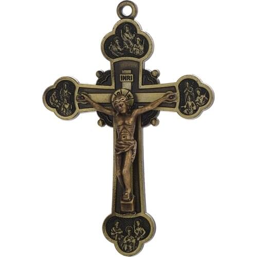 Exorcism Cross Pendants For Necklaces Jesus Diy Jewelry Making Charm Craft Keychain Accessories Zinc Alloy Material Wholesale