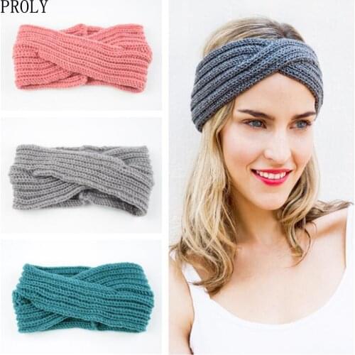 PROLY New Fashion Knitted Headband Women Cross Knot Headwear Warm Casual Turban Adult Headwear Hair Accessories Wholesale