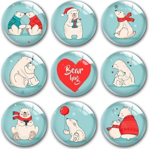 Handmade Cute Bear Animals Hug Love Stay Wild Round Photo Glass Cabochons Demo Flat Back DIY Jewelry Making Findings Accessory