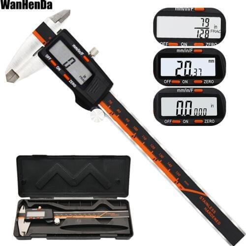 Stainless Steel Digital Display Caliper 6 inch 150 mm Fraction/MM/Inch High Precision LCD Vernier Caliper Measuring tools Gauges