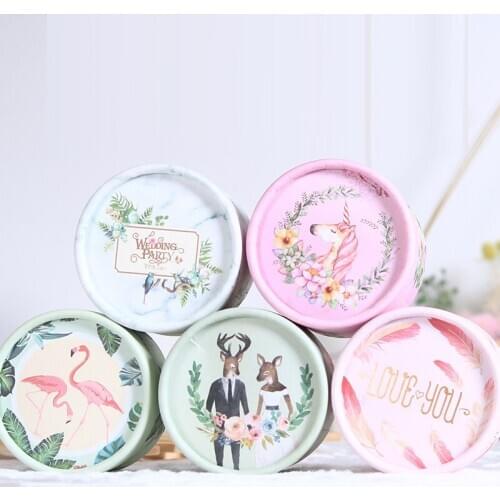 50pcs lot Unique Paper Round Wedding candies package Bridal Baby Shower chocolate box Birthday party favor boxes