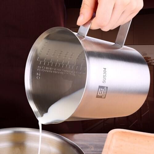 Thickened 304 Stainless Steel Measuring Cup with Scale Milk Tea Kitchen Baking Large Capacity Meter