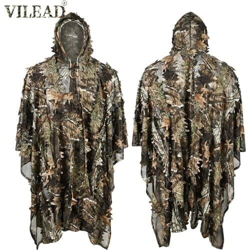 VILEAD 3D Tree Maple Leaf Camouflage Sniper Cloak Ghillie Suit Hunting Clothes Camo Birdwatch Airsoft Camouflage Clothing Jacket